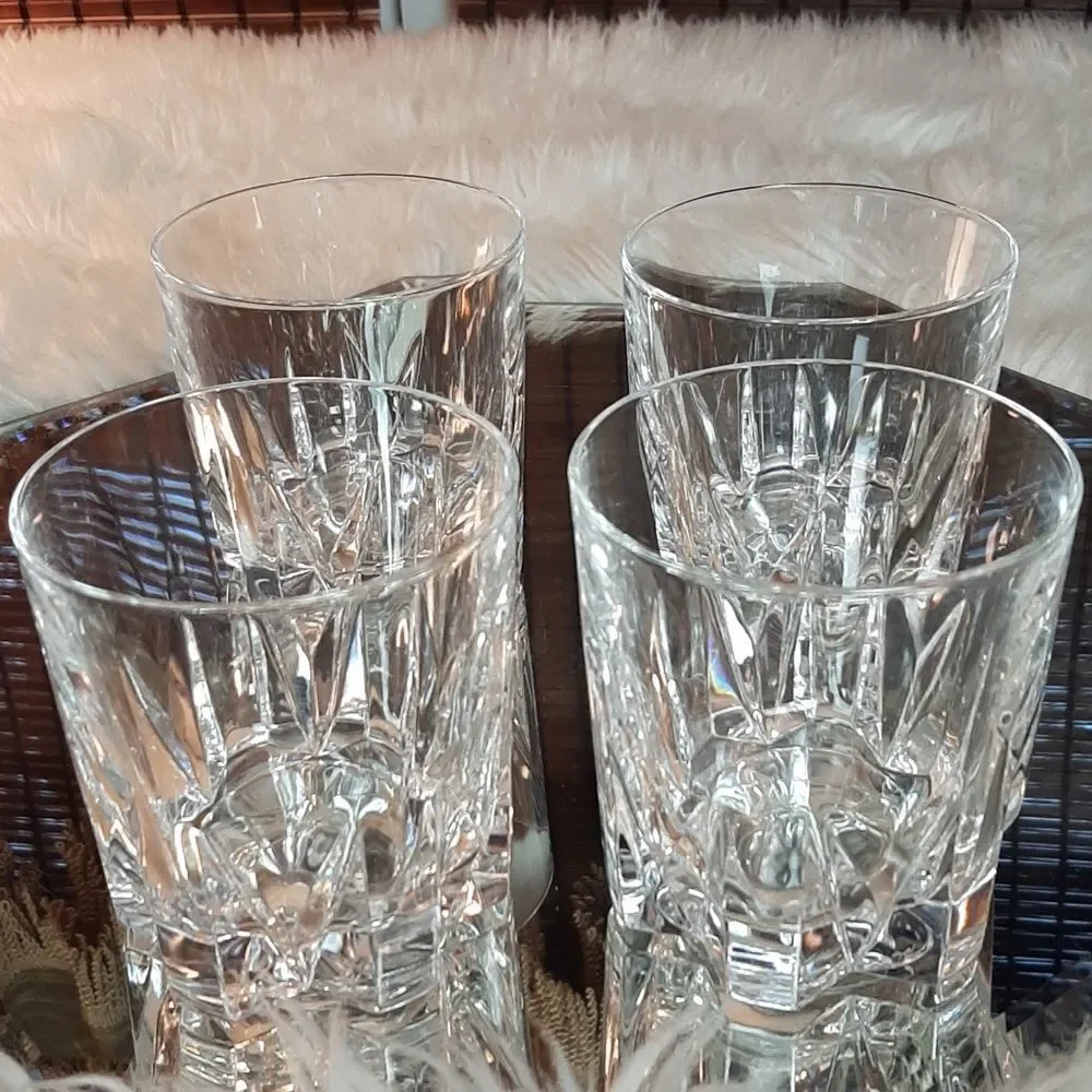 Crystal Vintage  4 T x10  x 9 Round ( Mix  Drink   Glasses‎